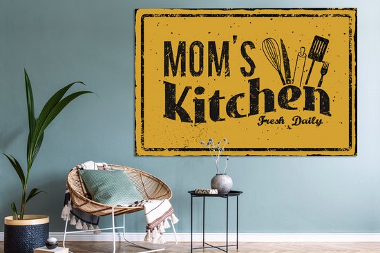 Tableau sur toile Cuisine - Maman - Vintage - 180x120 cm - Décoration murale XXL