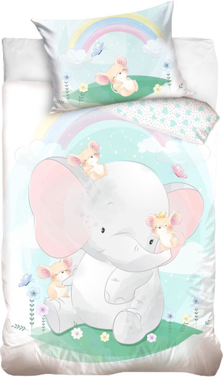 Olifanten BABY Dekbedovertrek - 90 x 120 cm - Katoen