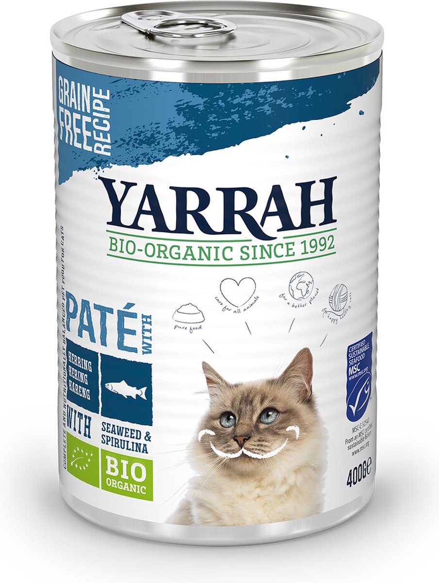 12x Yarrah Bio Kattenvoer Paté Vis 400 gr