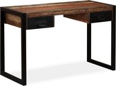 vidaXL Bureau met 2 lades 120x50x76 cm massief gerecycled hout