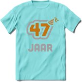 47 Jaar Feest T-Shirt | Goud - Zilver | Grappig Verjaardag Cadeau Shirt | Dames - Heren - Unisex | Tshirt Kleding Kado | - Licht Blauw - M