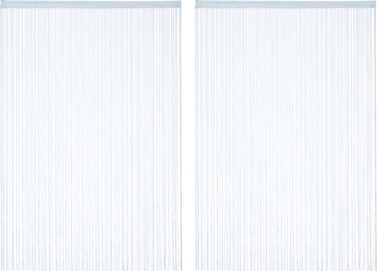 Relaxdays 2x draadgordijn zilver - draadjesgordijn - deurgordijn - slierten 145 x 245 cm