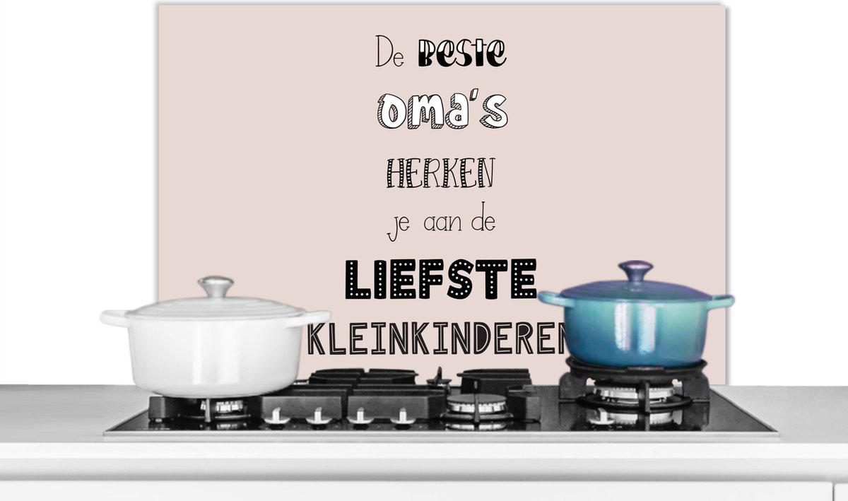 KitchenYeah Spatscherm 90x60 cm - Oma-quote - Aluminium