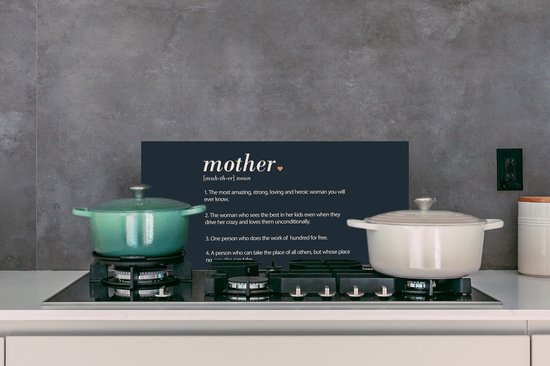 Spatscherm keuken 60x30 cm - Kookplaat achterwand Woordenboek - Mama definitie - Quotes - Mother - Spreuken - Muurbeschermer - Spatwand fornuis - Hoogwaardig aluminium