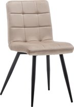 IN.HOMEXL – Bastion Square - Beige - Eetkamerstoel met zonder armleuning - Fluweel Stoel - Eetstoelen - Velvet Eetkamerstoel - Metaalpoot - Fluweel Stoelen - Eetkamerstoel set van