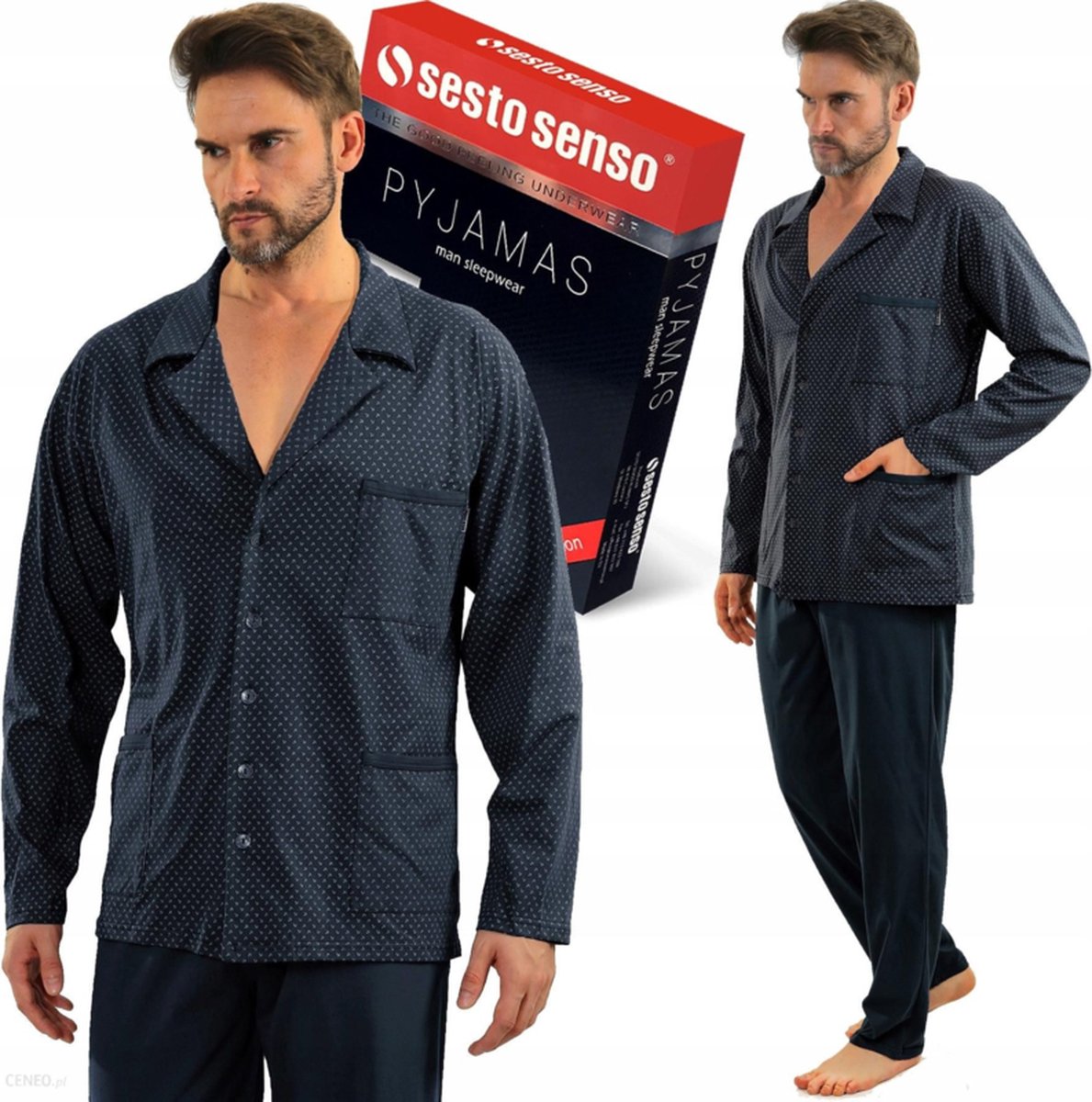 Sesto senso- pyjama- marineblauw- lang mouwen- 100 % katoen M