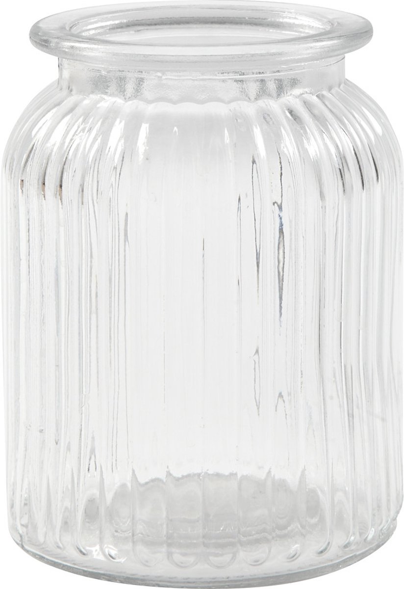 Glazen pot, H: 14,5 cm, d 11 cm, gatgrootte 7 cm, 6 stuk/ 1 doos