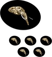 Sous- Sous-verres pour verres - Ronds - Éléphant - Or - Dents - 10x10 cm - 6 pièces