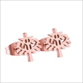 Aramat jewels ® - Oorstekers zweerknopjes levensboom chirurgisch staal rosékleurig 10mm