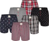 Phil & Co 6-Pack Geweven Wijde Boxershorts Heren  HBOD61 Multipack - Maat  M - Losse boxershort heren