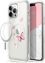 HALO MagSafe Backcase Hoesje iPhone 13 Pro - Roze Vlinders
