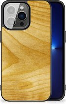 Cover Case iPhone 13 Pro GSM Hoesje met Zwarte rand Licht Hout