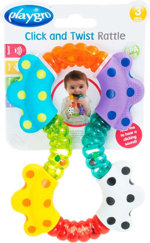 Playgro - Klik & Draai Rammelaar - Rammelaar - Bijtrammelaar - bijtring - Baby speelgoed - bijtspeeltje - Grijpspeelgoed - Speeltje - Baby rammelaar