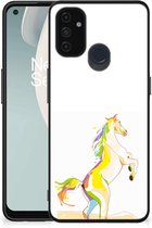 GSM Hoesje OnePlus Nord N100 Leuk TPU Back Case met Zwarte rand Horse Color