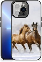 TPU Back Cover iPhone 13 Pro Max Smartphone Hoesje met Zwarte rand Paarden