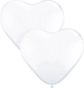 Pakket van 2x stuks qualatex hartjes XL ballonnen wit 90 cm - Valentijn versiering - Bruiloft feestversiering