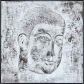 Fine Asianliving Olieverf Schilderij 100% Handgeschilderd 3D met Reliëf Effect en Zwarte Omlijsting 100x100cm Boeddha Rechts