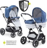 Hauck Mars Combi-Kinderwagen Set - Met regenhoes, insectennet en zonnezeil - Denim Silver