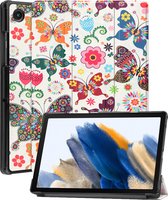 Hoes Geschikt voor Samsung Galaxy Tab A8 Hoes Book Case Hoesje Trifold Cover - Hoesje Geschikt voor Samsung Tab A8 Hoesje Bookcase - Vlinders