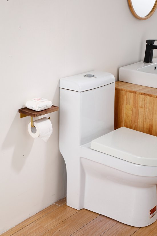 Lopoleis WC rolhouder – Luxe Toiletrolhouder Walnoothout – Goud –  Zelfklevend – WC... | bol.com