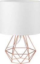 FRIDEKO HOME Vintage Mini Tafellamp - 21cm DIY Tafellamp Moderne Kop Stijl Meer Creatief voor Slaapkamer Bed Lamp Studie Bureau Wit en Rose Golden [Energie Klasse A ++]
