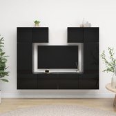 vidaXL 6-delige Tv-meubelset spaanplaat hoogglans zwart