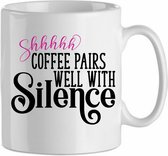 Mok 'shhh, coffee pairs well with silence' | Coffee| Koffie| Kadootje voor hem| Kadootje voor haar