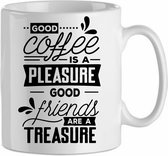 Mok 'Good coffee is pleasure, good friend are treasure' | Coffee| Koffie| Kadootje voor hem| Kadootje voor haar