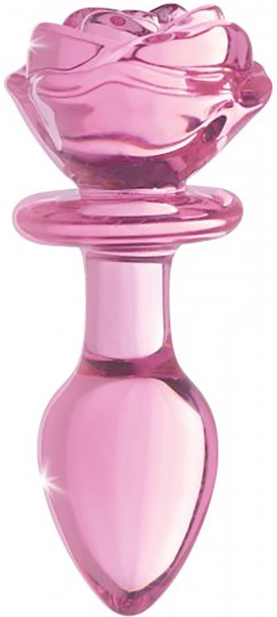 Goedkoopste XR Brands Pink Rose - Glass Butt Plug - Medium pink