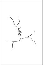 Walljar - Touching Lips - Muurdecoratie - Canvas schilderij