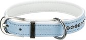 Trixie halsband hond active comfort met strass steen leer lichtblauw (23-28X1,5 CM)