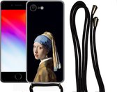 Telefoonkoord - Telefoonketting - Hoesje met koord Geschikt voor iPhone 8 - Meisje met de parel - Vermeer - Kunst - Siliconen - Crossbody - Telefoonhoesje met koord