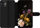 Bookcase Geschikt voor iPhone 12 Pro Max telefoonhoesje - Bloem - Patronen - Planten - Met vakjes - Wallet case met magneetsluiting