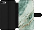 Bookcase Geschikt voor iPhone 8 telefoonhoesje - Natuursteen - Groen - Chic - Met vakjes - Wallet case met magneetsluiting