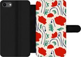 Bookcase Geschikt voor iPhone 7 telefoonhoesje - Bloemen - Roos - Patronen - Met vakjes - Wallet case met magneetsluiting