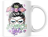 Verjaardag Mok March Girl | Verjaardag cadeau | Grappige Cadeaus | Koffiemok | Koffiebeker | Theemok | Theebeker
