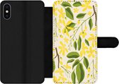 Bookcase téléphone iPhone XS Max Bookcase - Bloem - Jaune - Motifs - Avec compartiments - Étui portefeuille avec fermeture magnétique