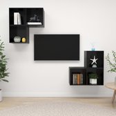 Decoways - 4-delige Tv-meubelset spaanplaat hoogglans zwart