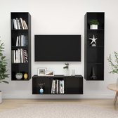 Decoways - 3-delige Tv-meubelset spaanplaat hoogglans zwart