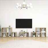 Decoways - 8-delige Tv-meubelset spaanplaat wit en sonoma eikenkleurig