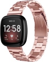 Strap-it Stalen schakel bandje - geschikt voor Fitbit Versa 3 / Fitbit Sense - rosé pink