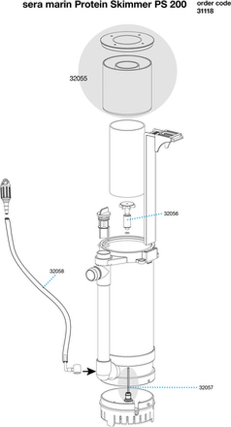 Sera marin Protein Skimmer PS 130 pour les nano-aquariums jusqu'à 130 litres