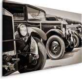 Schilderij - Antieke Vintage Auto's, zwart/wit, Premium Print