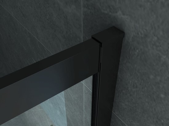 Cabine de douche Lara Nano noir mat carré d'entrée d'angle porte coulissante 90x90x195cm verre clair profilé chromé 6mm verre de sécurité