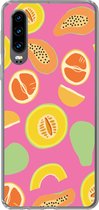 Geschikt voor Huawei P30 hoesje - Fruit - Patronen - Roze - Siliconen Telefoonhoesje