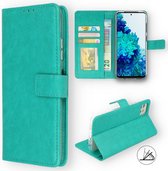 HB Hoesje Geschikt voor Samsung Galaxy S22 Turquoise - Portemonnee Book Case - Kaarthouder & Magneetlipje