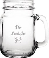 Gegraveerde Drinkglas 45cl met schroefdeksel De Leukste Juf