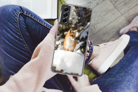 Convient pour la coque Samsung Galaxy S21 FE - Renard - Neige - Arbre - Coque de téléphone en Siliconen