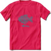 I Love Fishing - Vissen T-Shirt | Aqua | Grappig Verjaardag Vis Hobby Cadeau Shirt | Dames - Heren - Unisex | Tshirt Hengelsport Kleding Kado - Roze - XXL