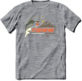 Fishing Club - Vissen T-Shirt | Grappig Verjaardag Vis Hobby Cadeau Shirt | Dames - Heren - Unisex | Tshirt Hengelsport Kleding Kado - Donker Grijs - Gemaleerd - XXL